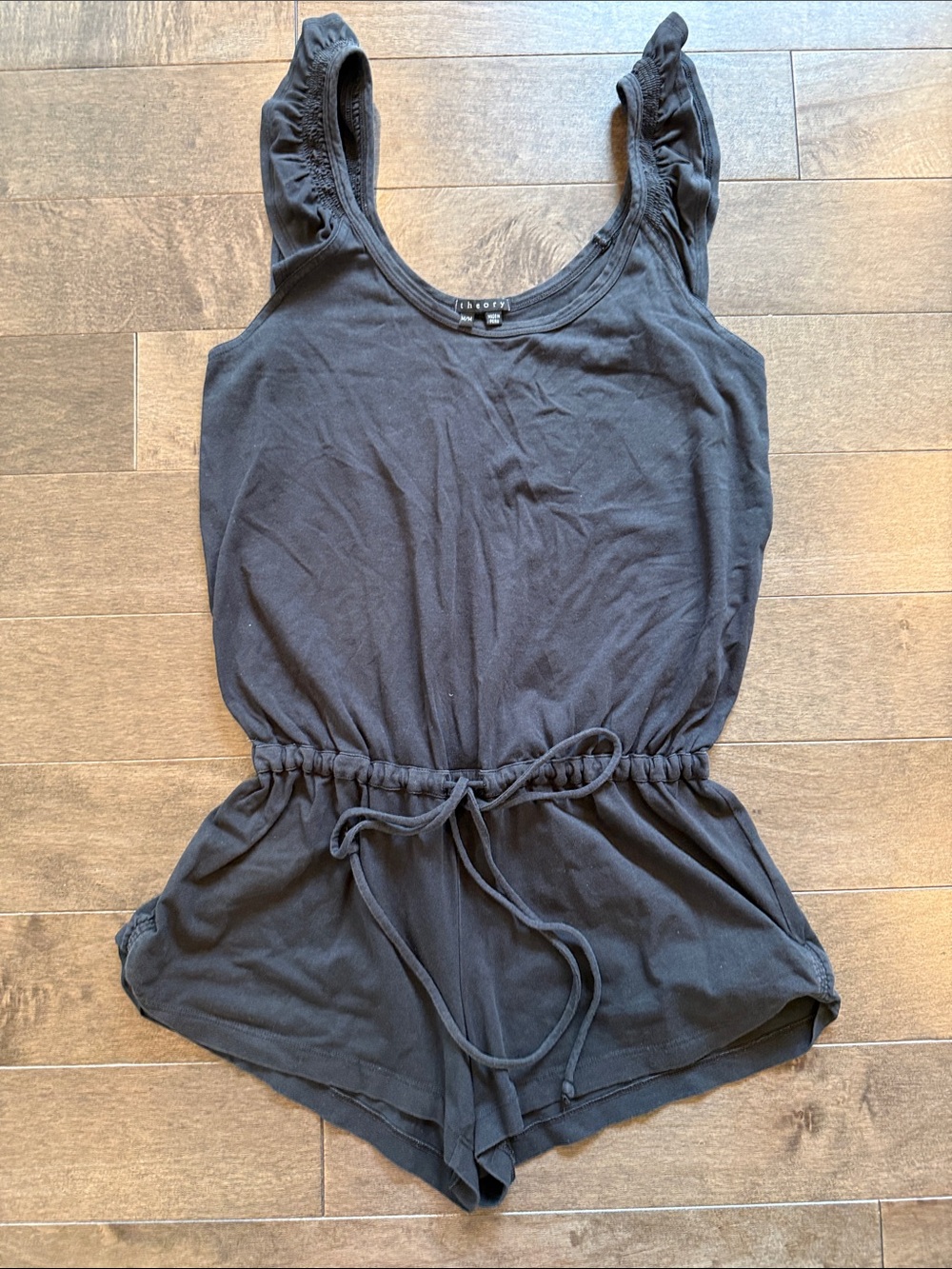 Black Sleeveless Drawstring Romper